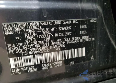 2022 Toyota Rav4 Xle z USA, uszkodzony, nr VIN 2T3P1RFV0NW285353